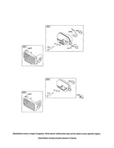 Muffler/Guard Diagram and Parts List for 121S00 0005-2415 Briggs and Stratton Engine